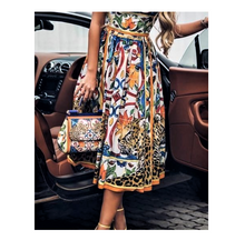 Load image into Gallery viewer, Multi Boat Neck Sleeveless Full skirt Dress