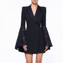 Load image into Gallery viewer, Lace Flounce Sleeve Double Breasted Coat Dress