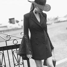 Load image into Gallery viewer, Lace Flounce Sleeve Double Breasted Coat Dress