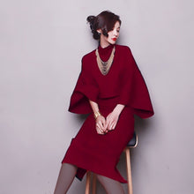 Load image into Gallery viewer, Dolman Sleeve High Waist Wool 2 Piece Skirt Set Open Split Pullover Blouse