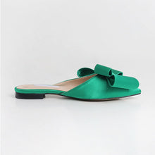 Load image into Gallery viewer, silk satin Pointed toe bow slippers