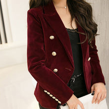 Load image into Gallery viewer, Double Breasted Velvet Blazer