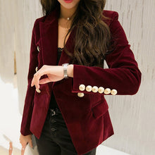 Load image into Gallery viewer, Double Breasted Velvet Blazer
