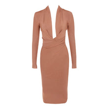 Load image into Gallery viewer, Deep V Neck  Bandage Dress Full Sleeves