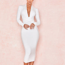 Load image into Gallery viewer, Deep V Neck  Bandage Dress Full Sleeves