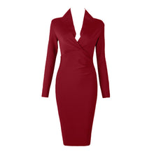 Load image into Gallery viewer, Deep V Neck  Bandage Dress Full Sleeves