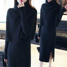 Load image into Gallery viewer, Cotton 2 Piece Knit Dolman Mock Neck Top and Jewel Neck Dress