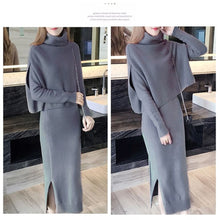 Load image into Gallery viewer, Cotton 2 Piece Knit Dolman Mock Neck Top and Jewel Neck Dress
