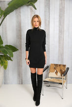 Load image into Gallery viewer, High Collar Sexy Black  Knitted Sweater Dress