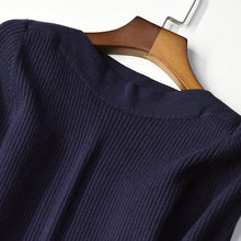 Load image into Gallery viewer, Long Sleeve Knit Dress in Navy Couture Detail