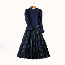 Load image into Gallery viewer, Long Sleeve Knit Dress in Navy Couture Detail