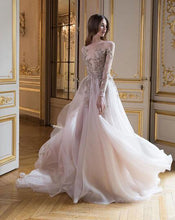 Load image into Gallery viewer, Long Evening Gown with Illusion Long Sleeve