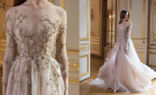 Load image into Gallery viewer, Long Evening Gown with Illusion Long Sleeve