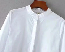Load image into Gallery viewer, Flare Sleeve White Shirt Dress Irregular Hem..