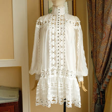 Load image into Gallery viewer, Embellished Baroque Lace  Mini Dress
