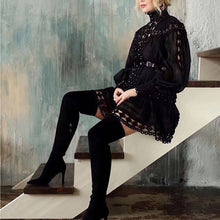 Load image into Gallery viewer, Embellished Baroque Lace  Mini Dress