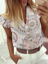 Load image into Gallery viewer, Stylish Fashion Blouse  V-Neck Print with Ruffles