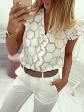 Load image into Gallery viewer, Stylish Fashion Blouse  V-Neck Print with Ruffles