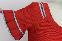 Load image into Gallery viewer, Elegant Pleated Knitted Dress Ruffle Sleeve