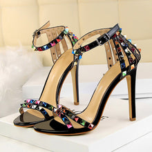 Load image into Gallery viewer, Multi Color Rivets and Studded Sandals Stiletto
