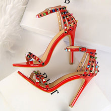 Load image into Gallery viewer, Multi Color Rivets and Studded Sandals Stiletto