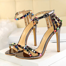 Load image into Gallery viewer, Multi Color Rivets and Studded Sandals Stiletto