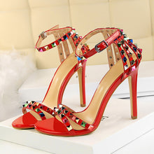 Load image into Gallery viewer, Multi Color Rivets and Studded Sandals Stiletto