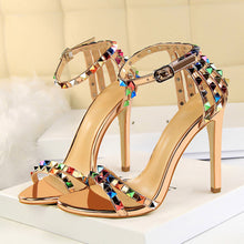 Load image into Gallery viewer, Multi Color Rivets and Studded Sandals Stiletto