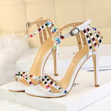 Load image into Gallery viewer, Multi Color Rivets and Studded Sandals Stiletto