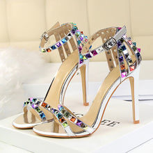 Load image into Gallery viewer, Multi Color Rivets and Studded Sandals Stiletto