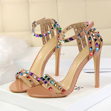 Load image into Gallery viewer, Multi Color Rivets and Studded Sandals Stiletto