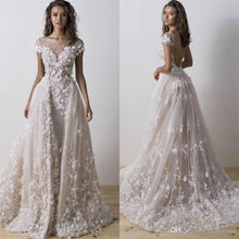 Load image into Gallery viewer, Couture Wedding Dress With Detachable Train 3D Floral