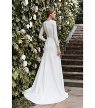 Load image into Gallery viewer, Navarra Swarofski Crystal Embellished   Crepe Gown with Long Sleeves