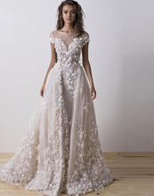 Load image into Gallery viewer, Couture Wedding Dress With Detachable Train 3D Floral