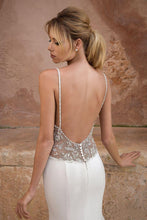 Load image into Gallery viewer, Satin Wedding Gown with Luxury Beads Open Back Sweep Train..