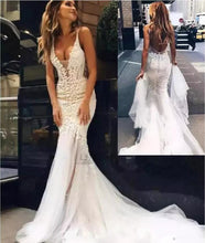 Load image into Gallery viewer, Couture Backless Sheer Deep V Neck Bridal Gown