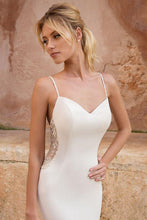 Load image into Gallery viewer, Satin Wedding Gown with Luxury Beads Open Back Sweep Train..