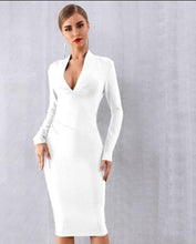 Load image into Gallery viewer, Sexy Deep V Long Sleeve Bodycon  Midi Dress