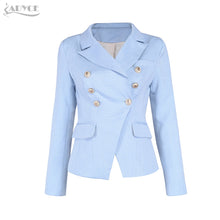 Load image into Gallery viewer, Short Double Breasted Cotton Jacket #2                 Black Royal Blue Sky Blue
