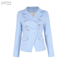 Load image into Gallery viewer, Short Double Breasted Cotton Jacket #2                 Black Royal Blue Sky Blue