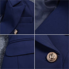 Load image into Gallery viewer, Short Double Breasted Cotton Jacket #2                 Black Royal Blue Sky Blue
