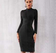 Load image into Gallery viewer, Sophisticated Long Sleeve Mock Neck Knit  Dress                 Black or Nude