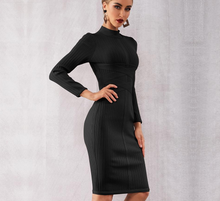 Load image into Gallery viewer, Sophisticated Long Sleeve Mock Neck Knit  Dress                 Black or Nude
