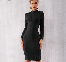 Load image into Gallery viewer, Sophisticated Long Sleeve Mock Neck Knit  Dress                 Black or Nude