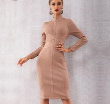Load image into Gallery viewer, Sophisticated Long Sleeve Mock Neck Knit  Dress                 Black or Nude