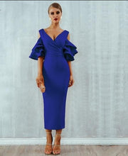 Load image into Gallery viewer, Tiered Flounce  Sleeve Cold Shoulder dress
