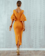 Load image into Gallery viewer, Tiered Flounce  Sleeve Cold Shoulder dress