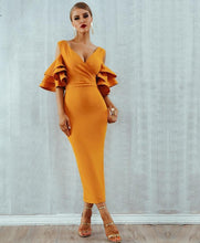 Load image into Gallery viewer, Tiered Flounce  Sleeve Cold Shoulder dress