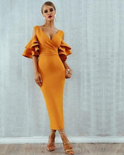 Load image into Gallery viewer, Tiered Flounce  Sleeve Cold Shoulder dress