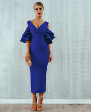 Load image into Gallery viewer, Tiered Flounce  Sleeve Cold Shoulder dress